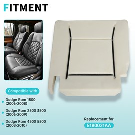 ECOTRIC Left Seat Bottom Cushion Compatible with 2006-2010 Dodge Ram 1500 2500 3500 4500 5500 Pickup Truck Driver Side Lower Pad Seat Foam Replacement for 5180021AA