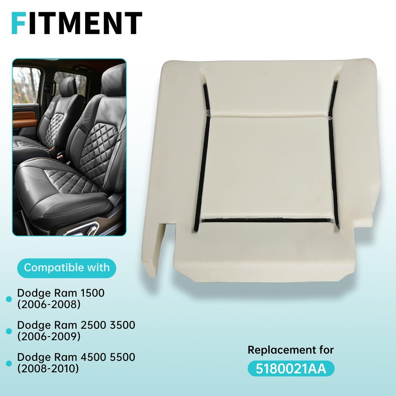 ECOTRIC Left Seat Bottom Cushion Compatible with 2006-2010 Dodge Ram