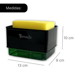 Tutulix Dispensador de jabón de Cocina Negro Incluye Esponja Doble Textura Nuevo Modelo Mejorado Black Kitchen Soap Dispenser
