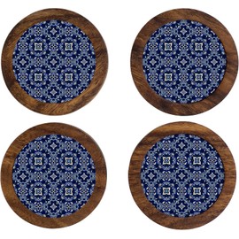 HASTA LA RAIZ Juego de 4 Portavasos artesanales, Coasters Hechos a Mano. (Talavera)
