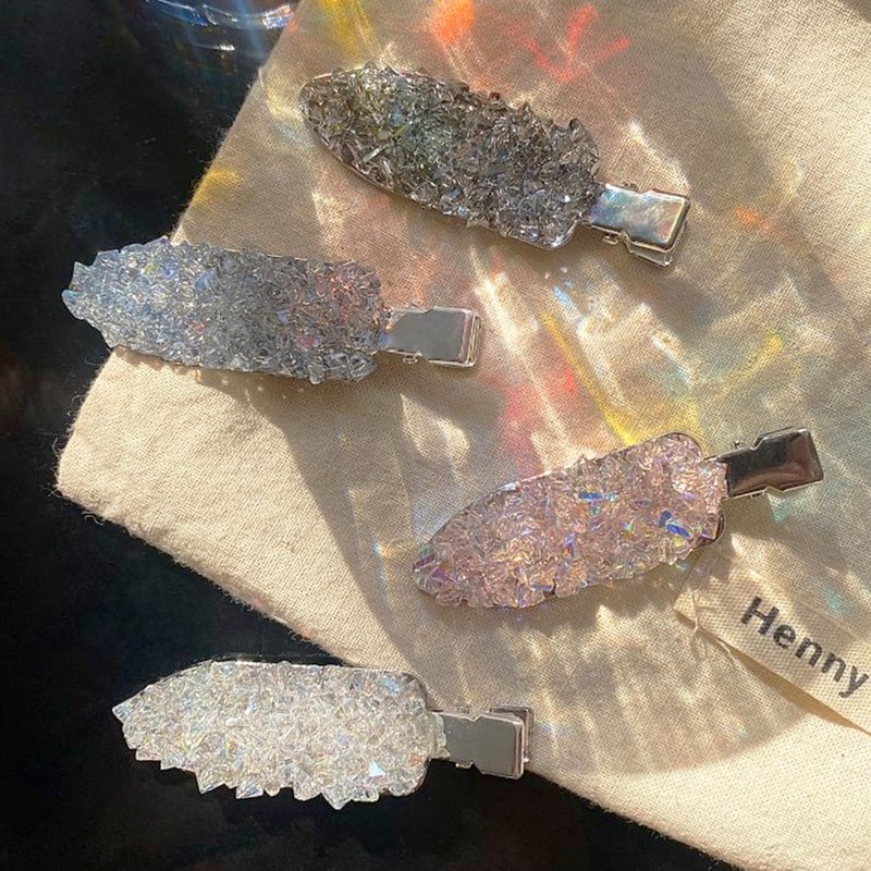 Fesanla Non-Trace Bangs Clip Crystal Set of 2 No Trace