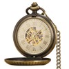 VIGOROSO Men's Hand-Wind Mechanical Pocket Watch Vintage Steampunk Wood Grain