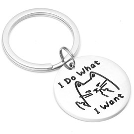 Kivosliviz Cat Lovers Keychain Gifts for Male Cat Keychains for Women Cat Owner Gift Idea I Do What I Want Keychain