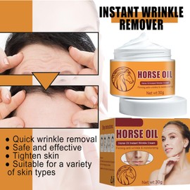 Horse Oil Instant Wrinkle Cream, Anti-Wrinkle Cream, Instant Effect Against Wrinkles, Cream Set Firming Cream, Fade Stains, Fine Lines Tightening, 30 g