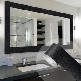 Avinyl 10M Black Mirror Border Peel and Stick Wallpaper, Self Adhesive Waterproof Wallpaper Mirror Frame Tape for Bathroom Decor, Silk Peel and Stick Trim Removable Kitchen Wall Decor 1.96" x 393"