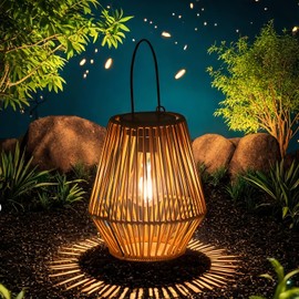 Shunyaju Solar Lanterns Outdoor Waterproof Hanging Solar Lights Woven Lantern Lights Decoration for Garden Yard Patio Porch Lawn Pathway Trees, 1 Pack