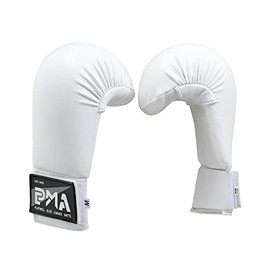 Playwell Martial Arts Karate Competition Vinyl Sparring Mitts, Gloves - White (Large)