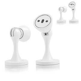 HOMOTEK 4 Pack Magnetic Door Stopper, Magnet Door Stop Heavy Duty Zinc& Rubber Tip Magnetic Door Catch Door Holder, Door Handle and Wall Protector(White)