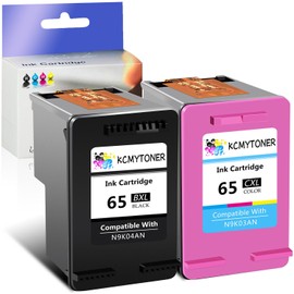 KCMYTONER 65XL Black Tri-Color Ink Cartridges Combo Pack Replacement for HP 65 XL N9K04AN N9K03AN High Yield use with Deskjet 2655 2652 3755 3772 3700 2600 Envy 5055 5000 5070 Printer,1 Black 1 Color
