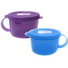 Tupperware Set of 2 CrystalWave Soup Mugs Blue and Purple