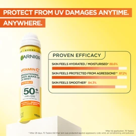 Garnier Garnier Vitamin C Brightening Over Make-Up UV Mist Invisible with SPF50+ and Vitamin C. Approved Cruelty free, Vegan - 75ML
