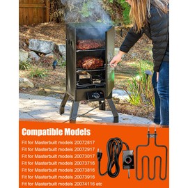 1400W Electric Heating Element Replacement 9907150014 compatible with Masterbuilt 20073017 20073716 20072817 20072917, Electric Smoker Grill Heating Element with Adjustable Thermostat Controller