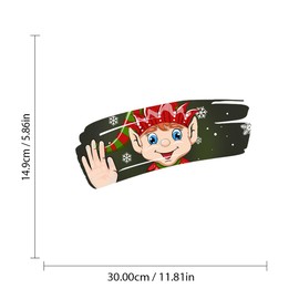 Dreothy Christmas Decor Elf Waving Peeping Cracked Window Stickers Removable Double Sided Window Clings Covering Scratches Car Stickers and Decals Motorcycle Bumper Stickers (Striped Elf)