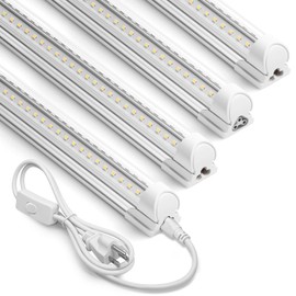 Barrina 5000K 2FT LED Shop Light, 3000LM, 20W, T8 Shop Lights for Garage, Workbench, Cabinet, Workshop, Room, LED Tube Lights, Linkable Ceiling Light Fixture with Built-in ON/Off Switch, ETL, 4 Packs