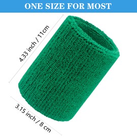 IMAGERIO 6 Pack 4 Inch Wrist Sweatbands Tennis Wrist Bands Absorbent Sweat Band for Men and Women, Breathable Cotton Sweatbands for Working Out, Football, Basketball, Running Athletic Sports -Green