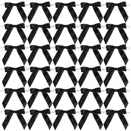 AIMUDI Small Emerald Green Bows for St. Patrick's Day 2.5" Pre Tied Green Satin Bows Bulk Mini Bows for Gift Wrapping Premade Twist Tie Bows for Treats Bags, Shower Party Goodie Favors - 50 Counts