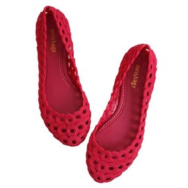 1/2 plus Nibunoichi Plus Women's Shoes, Rubber Mesh, Aqua, Compact, Lightweight, Rain or Shine, For Rain, Polka Dots, Summer, Spring Items, Autumn, red