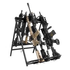 Savior Equipment Portable Folding 9 Gun Free-Standing Rifle Rack, Heavy-Duty Steel Frame, Deer Camp Firearms Display Stand, 2 Height Settings Fit Most Carbine and AR Pistols