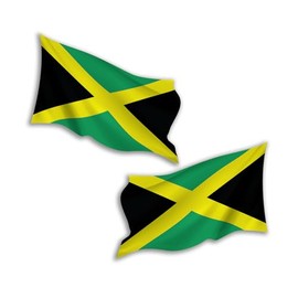 2 x 20cm Waving Jamaica Flag Vinyl Stickers - Jamaican Travel Adventure World Country Location Decal Scrapbook Luggage Sticker #81778