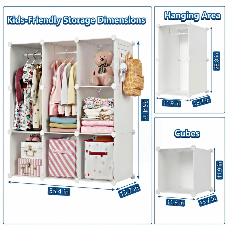 deijiner Portable Baby Wardrobe Closet Lightweight Kids Storage Organizer with
