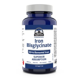 Iron Bisglycinate Supplement for Pregnancy 120 Caps - 25mg Elemental Iron Deficiency Supplement - 3rd Party Tested - Formulated & Made in Canada