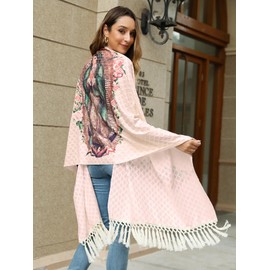 Virgen De Guadalupe Scarf For Women Rebozo Para Mujer Mexicanos Shawls La Virgin Mary Catholic Gifts Rose Pashmina Artisanal Cultural Our Lady of Guadalupe Pink Tilma