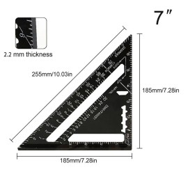 7-Inch Aluminum Speed Square with Imperial Markings for Woodworking Layout and Angle Marking – Silver