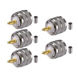 POBADY 5PCS PL-259 UHF Male Connectors 50 Ohm PL259 Male Plug Crimp RF Coax Connector Adapter for RG58 LMR195 RG142 RG400 Low Loss Coax Cable Compatiable with Ham Radio