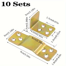 pekifaves Pack of 10 Centre Support Bed Connectors Bed Fittings, Durable Corner Brackets for Iron Bed Frame, Wooden Frame, Angle Connector, 90 Degree Corner Connector, Corner Brackets for Bed Frame