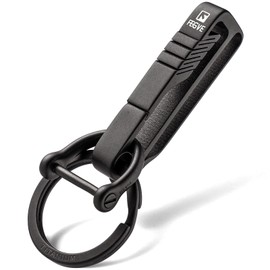 FEGVE Key Belt Clip with Titanium Key Ring and D-shaped keyring, Belt Key Holder Keychain Hook for Men
