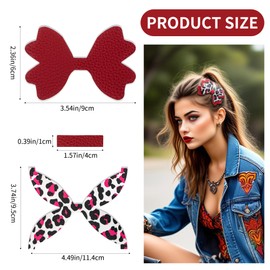 AOUXSEEM 24 Set Faux Leather Hair Bows DIY Making Kit with Printed Pre Cut Pieces and Hair Clips, Make Fashionable Shiny Hair Accessories for Girls Women (Animal)
