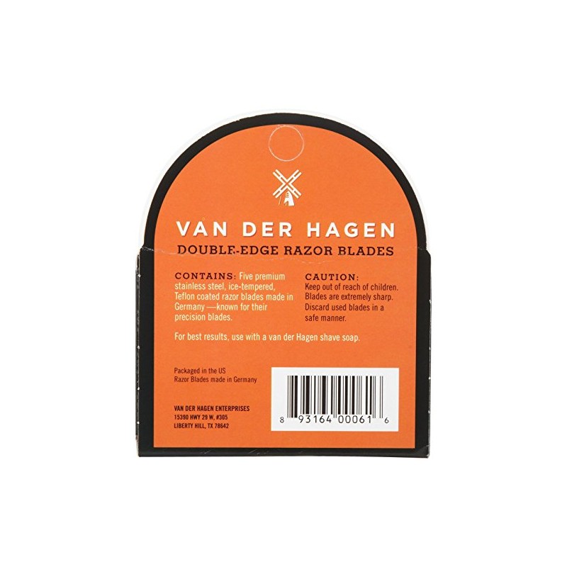 Van Der Hagen Stainless Steel Razor Blades, 5 Count (Pack
