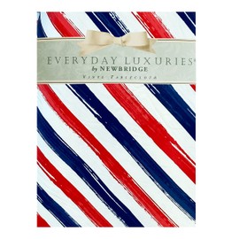 Newbridge Patriotic Brushstroke Stripe Red, White, Blue Vinyl Tablecloth with Flannel Backing, 52 x 52 Inch Square, American Stripe Indoor Outdoor Vinyl Table Cover