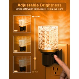 JandCase LED Night Light Amber, Dimmable Night Lights Plug into Wall, Modern Nightlight with Auto On Off Light Sensor, Amber Night Light 0-100LM Brightness for Bathroom Hallway Bedroom Decor