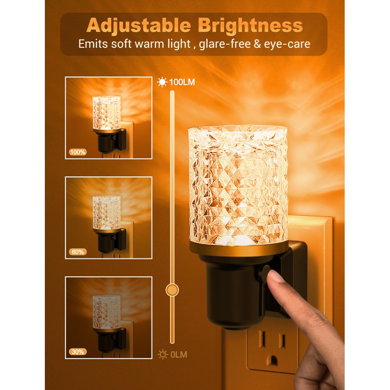 JandCase LED Night Light Amber, Dimmable Night Lights Plug into
