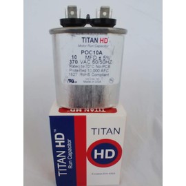 TITAN HD Run Capacitor 10 MFD 370 Volt Oval POC10A