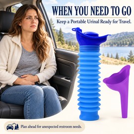 1set Urinal Car Urinal Bucket Outdoor Standing Urine Emergency Travel Portable Reusable Shrinkable Camping Toilet Urine Leak