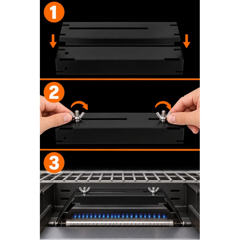 Adjustable Enamel Grill Heat Plate Shields, Universal BBQ Gas Grill