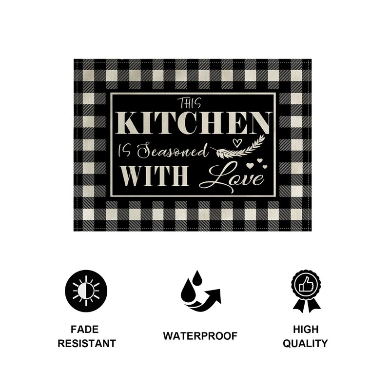 4Pack Farmhouse Decor Placemats Black White Buffalo Plaid Kitchen Inspirational