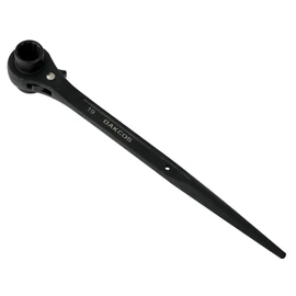 DAKCOS 19mm x 24mm Ratchet Podger Spanner, 12-Point Scaffold Spanner, Ratchet Spanner Scaffold Steel Erect Spanner (Black)