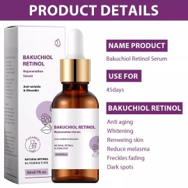 Retinol 2 PCS Bakuchiol Retinol Rejuvenation Serum, Bakuchiol Retinol Serum, Anti Wrinkl