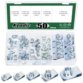 Keadic 50 Pce Auto Car U-Clip, U Nut Kit Set,U-Shaped Nut M4 M5 M6 M8, U-nut Clip Assortment Auto Car Speed Nuts Fastener with Store Box, for Dash Door Panel Interior, Automobile Motorcycle