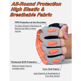 KUTOOK Cycling Gloves for Men Women Half Finger Mountain Road Breathable Dirt Trek Bike Accessories Gloves with Wrist Guard Anti-Slip Bike Gloves for Fitness Training Outdoor Sports Grey M