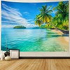 Serborlur Ocean Beach Tapestry Blue Sea Tapestries Tropical Palm Tree