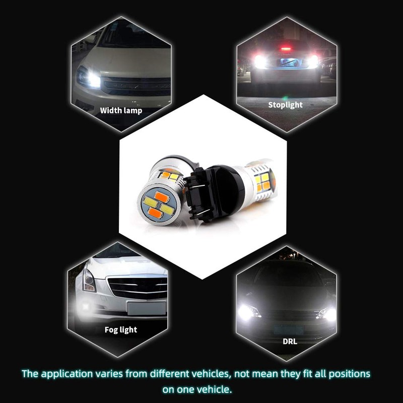 Grandview 3157 Amber/White Switchback Turn Signal LED Light Bulbs 12V