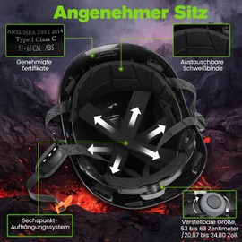 GREEN DEVIL EN397 & EN166 Certified Industrial Safety Helmet with Tinted + Clear Visor | Safety Helmet with Double Visor for Construction, Crafts & Industry | Ventilated ABS Work Safety Helmet