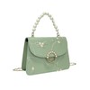 SweatyRocks Women's Crossbody Handbag Faux Pearl Top Handle Flower Embroidery