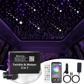 Meteor+Twinkle 2 in 1 Fiber Optic Lights,APP Control Music Activated Starlight Headliner Kit with 498pcs 9.8ft Mixed Fiber Optic Cable,RGBW Light Engine and Remote for Car/Home Star Ceiling Lighting