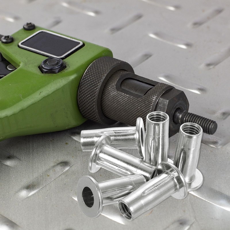 sourcing map M10 Multi-Grip Rivet Nuts, 6pcs Pre-Bulbed Shank Flat