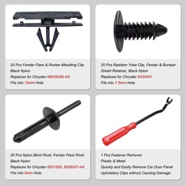 Woodzdon 61pcs Fender Flare Moulding Clips Hardware Kit for Jeep Wrangler JK & Unlimited JK 2007-2019 68039280-AA 6506007-AA 6030441 Blind Rivet Rocker Moulding Clip Bumper Shield Retainer